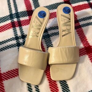 Zara Beige Slide Sandals